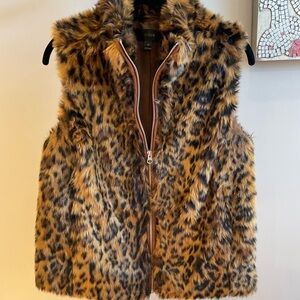 J. Crew Leopard Animal Print Faux Fur Vest